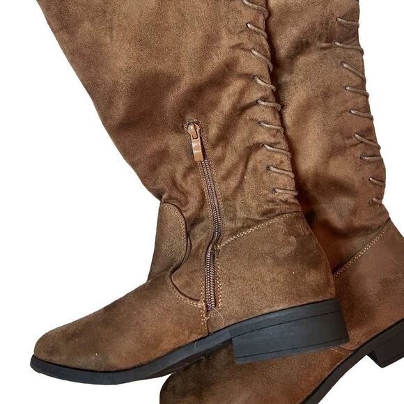 NWOT French Connection jasper over the knee lace up suede boot size 7.5 - Picture 3 of 7